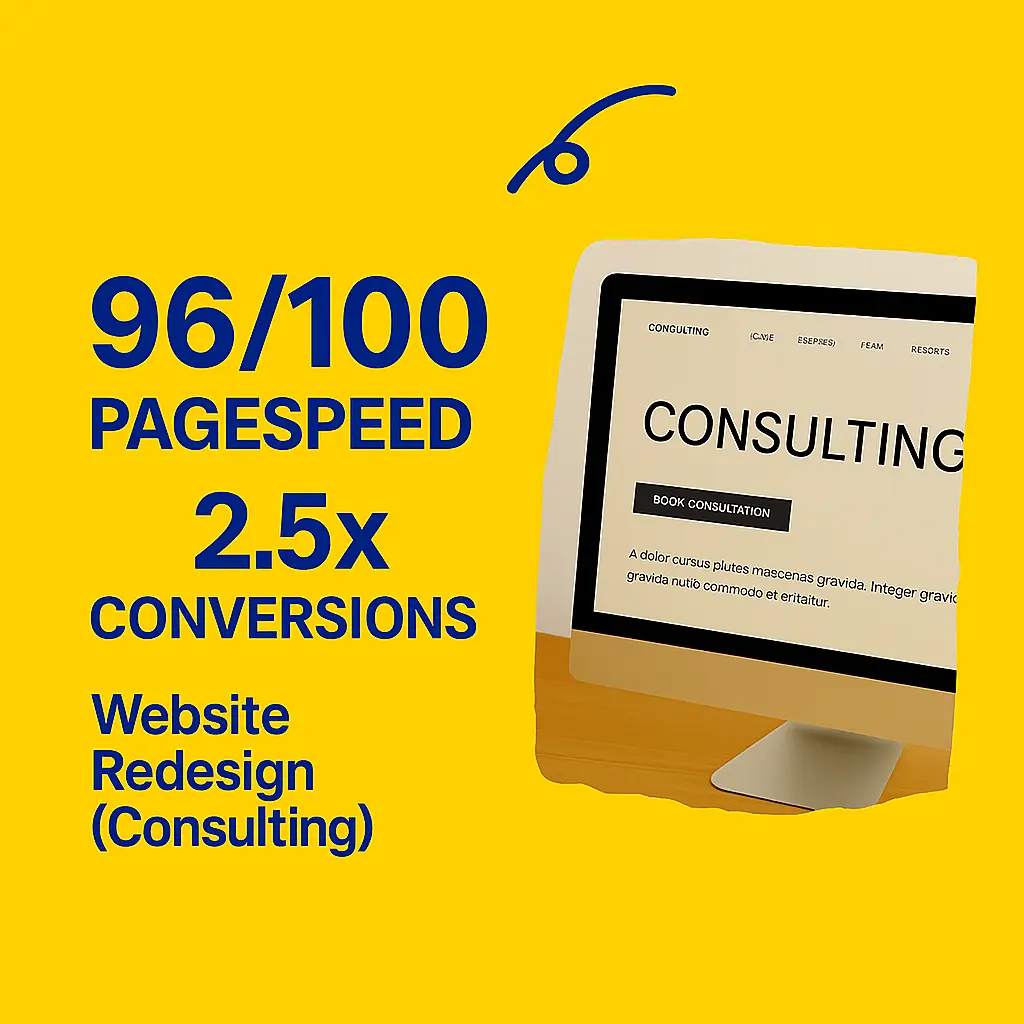Illustration showing a brand website for consulting firm with redesigned contact form and improved UX.