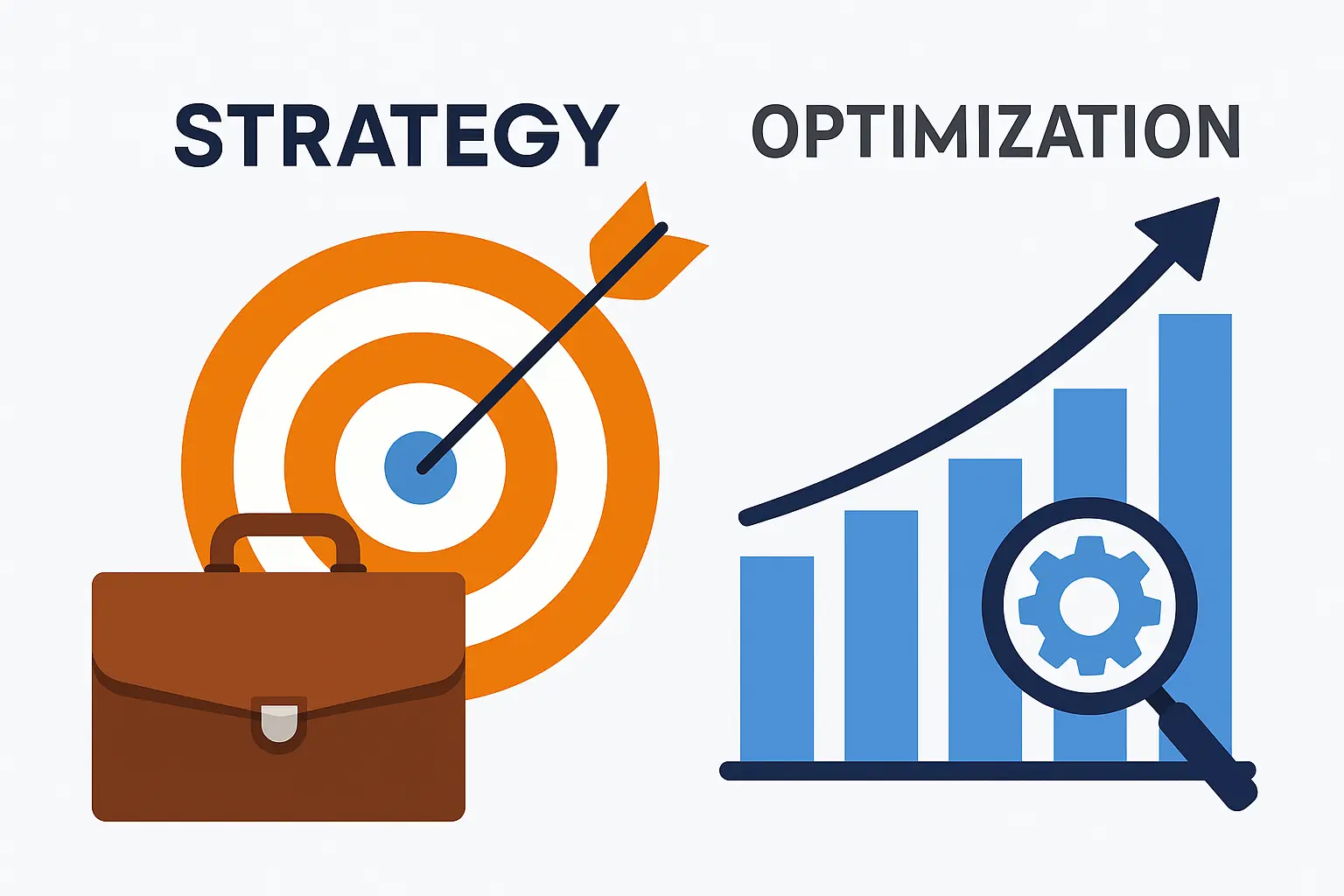 Illustration showing an SEO content strategy process for SaaS companies, including optimization, traffic growth, and content clusters