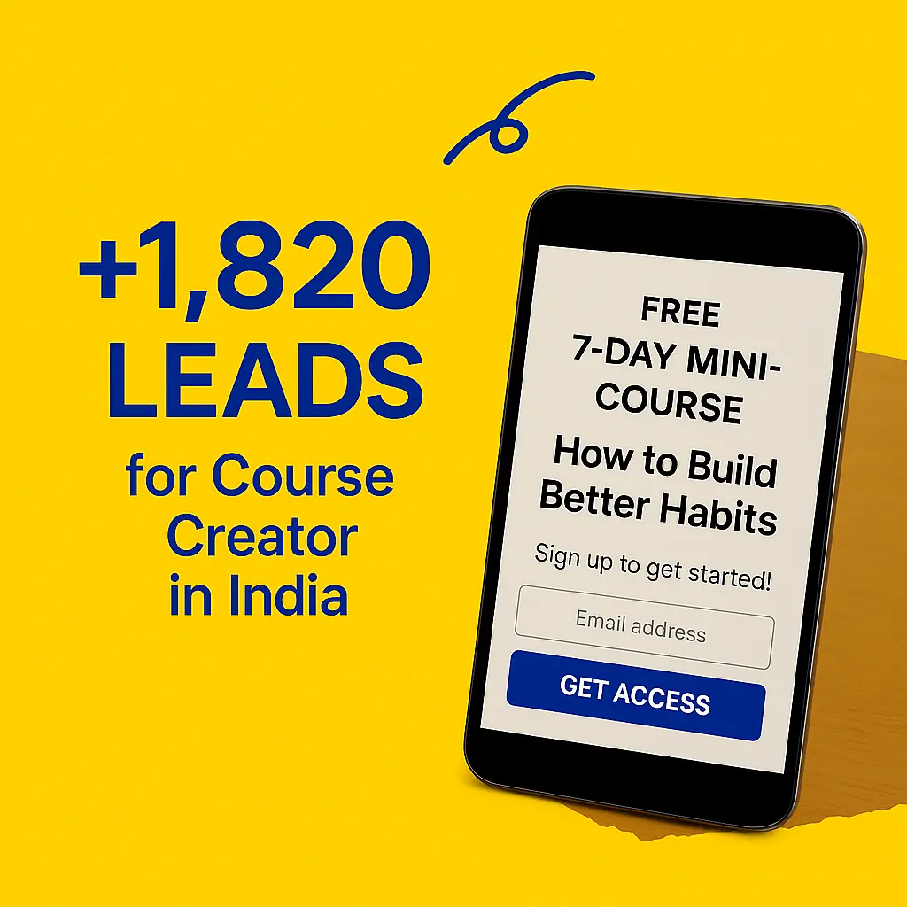 Illustration of a lead generation funnel for online course creators, showing email automation, landing pages, and digital course promotion