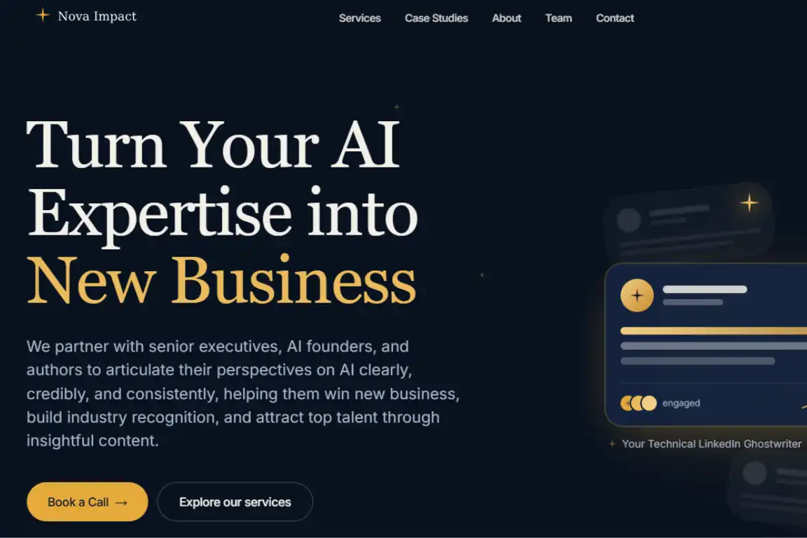 7 Best LinkedIn Ghostwriting Agencies for B2B Founders 14 nova-impact-website-screenshot