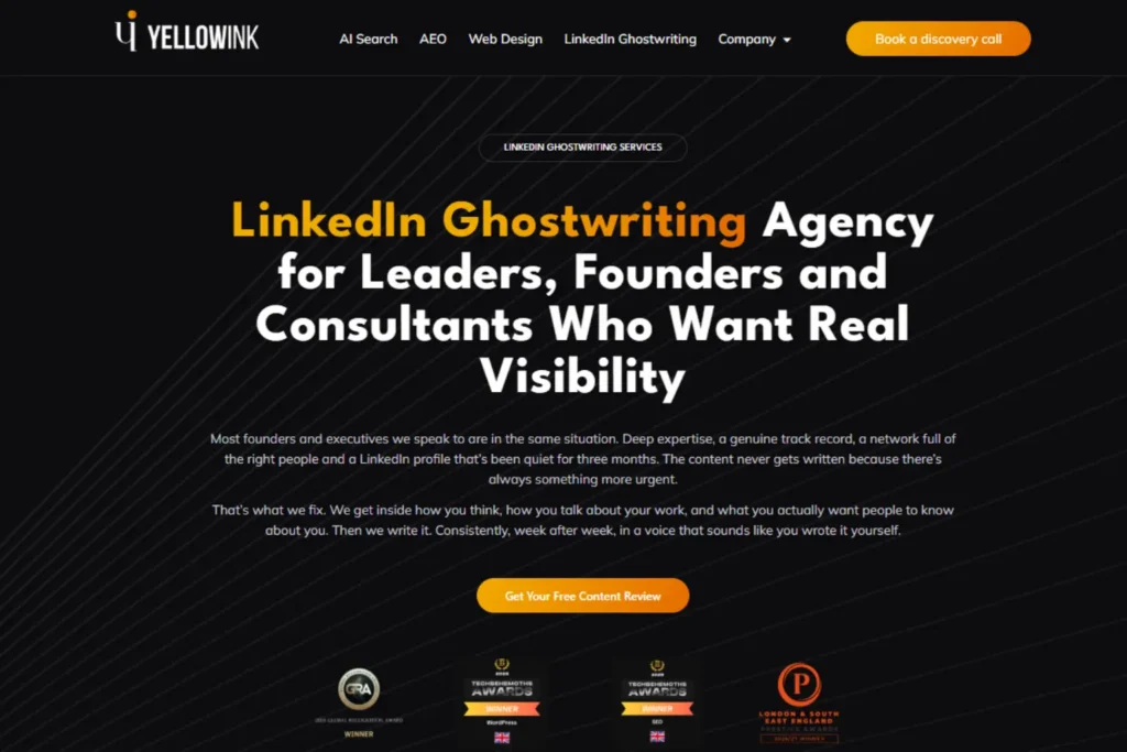 7 Best LinkedIn Ghostwriting Agencies for B2B Founders 9 yellowink-linkedin-ghostwriting-agency-for-b2b-founders