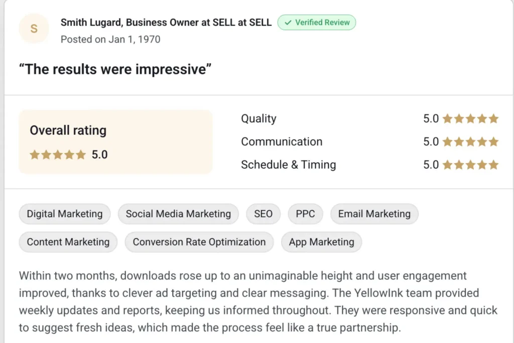 7 Best LinkedIn Ghostwriting Agencies for B2B Founders 10 yellowink-reviews-goodfirms-screenshot